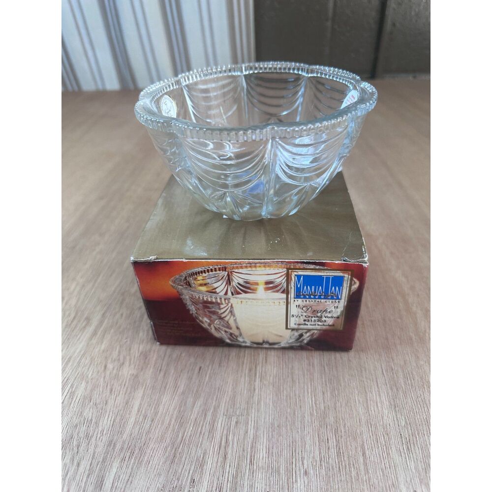 Vintage Manhattan by Crystal Clear “Drape” 5.5" Votive Candle Holder w/ Box